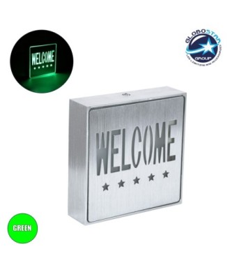 GloboStar® SENSATI 75658 Φωτιστικό Τοίχου Ένδειξης WELCOME 5 STARS LED 1W AC 220-240V IP20 - Σώμα Αλουμινίου - Μ11 x Π11 x Υ3cm - Πράσινο